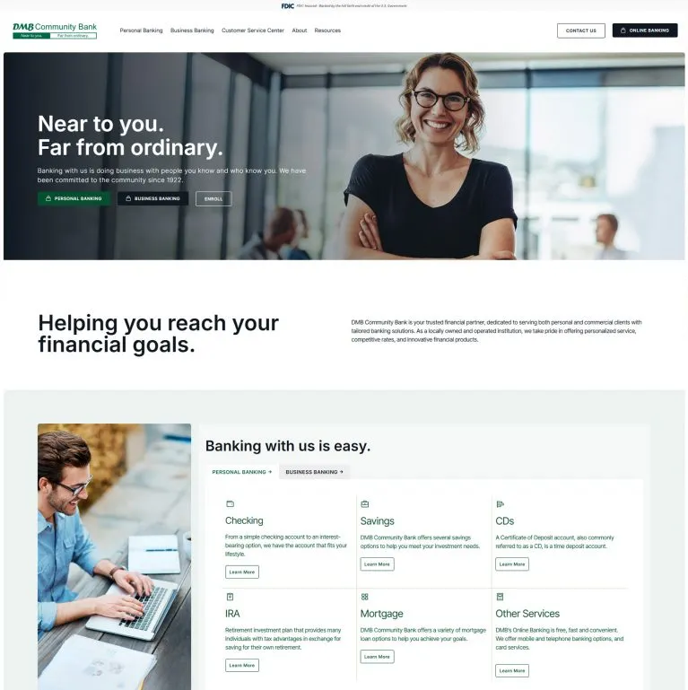 website for banking client